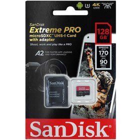 Resim Sandisk Extreme Pro 128GB 170mb/s MicroSDXC Hafıza Kartı 