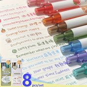 Resim 8'li Paket Renkli Jel Kalem Seti, Plastik Hızlı Kuruyan Orta Nokta, Hızlı Kuruyan, Meyve Temalı Renkli Mürekkep Rulo Kalemler Günlük Yazma, Çizim ve Karalama için İdeal, Hediyeler İçin Uygun 