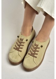 Resim Fox Shoes Y999364003 Bej Hakiki Deri Süet Kadın Spor Ayakkabı Sneakers Bej 