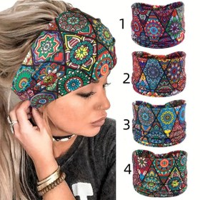 Resim Kadınlar için Bohem Paisley Desenli Geniş Saç Bandı - Pamuk Karışımı, Bağlama Kapanışı, Teri Emici Nefes Alabilen Spor Saç Bandı Fitness Yoga Koşu İçin, Tek Parça 