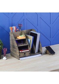 Resim Focus Hexa Çekmeceli A4 Evrak Rafı Masaüstü Organizer Ceviz Renk 