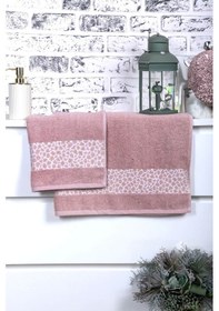 Resim 2 Parça Jakarlı Kadın-erkek Banyo Havlu Takımı Leo 90x150 Cm 001 