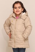 Resim Mika Bebek & Çocuk Çıtçıt Cep Detaylı Kürksüz Kapüşonlu Bej Kız Çocuk Mont 
