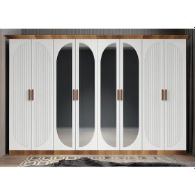 Resim Foster Membran 8 Kapaklı Gardırop Montaj Dahil Ceviz Beyaz 320 Cm 