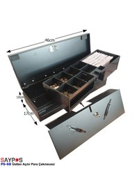 Resim İngenico Ve Mx915 Uyumlu Flip Top Para Çekmecesi Anahtarlı Üstü Açılır Metal Para Kasası 46x17x10cm 