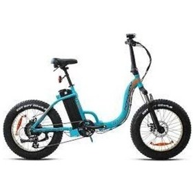 Resim Kron Eft 100 Fat Bike Elektirikli 20 Jant 7 Vites M.disk Mat Koyu-turkuaz-turuncu/siyah 