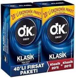 Resim Okey Klasik Ekonomik 40'Lı Prezervatif 20'li 2 Adet Paket 