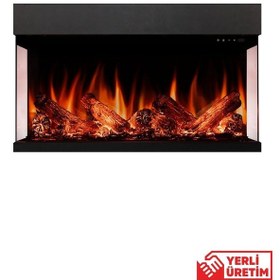 Resim Laden 90 Elektrikli Şömine - 3 Tarafı Cam Çerçeveli, Isıtıcılı, S 