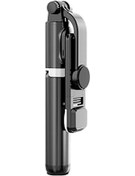 Resim Springsun Q02s Siyah Bluetooth Selfie Çubuk - Tripod, Işık Ve Telefon Tutucu 3'ü Bir Arada - Fotoğraf & Canlı Yayın İçin Evrensel Kullanım 