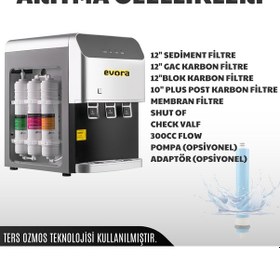 Resim Tezgah Üstü Sıcak Soğuk Arıtmalı Su Sebili Gri Premium 