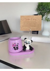 Resim Panda Not - Fotoğraf Tutuculu Kalemlik Saksı Seti Lila 