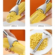 Resim 1 Adet Paslanmaz Çelik Mısır Soyucu - Ergonomik Saplı Etkili Mısır Koçanı Temizleme Aracı, Güvenli ve Hijyenik Mutfak Aleti için Taneler & Kabuklar Sökme, Pratik Mutfak Eşyası | Dayanıklı Mutfak Gereci 
