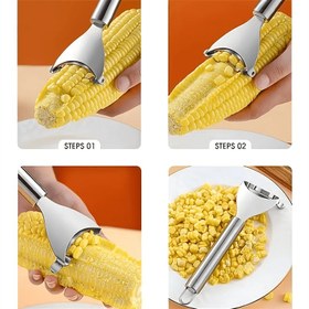 Resim 1 Adet Paslanmaz Çelik Mısır Soyucu - Ergonomik Saplı Etkili Mısır Koçanı Temizleme Aracı, Güvenli ve Hijyenik Mutfak Aleti için Taneler & Kabuklar Sökme, Pratik Mutfak Eşyası | Dayanıklı Mutfak Gereci 