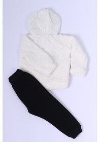 Resim Hçm Erkek Çocuk Peluş Eşofman Takımı Baskılı Kapşonlu D30 Beyaz 