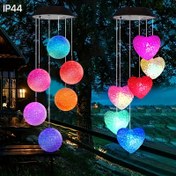 Resim Güneş Enerjili Rüzgar Çanı Işıklı Beyaz Kalp ve Toplu, Renk Değiştiren LED Bahçe Dekoratif Lambası – Avlu, Veranda, Balkon İçin Mükemmel Hediye: Anne, Büyükanne, Eş veya Kız Kardeş için 