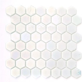 Resim MozaiKristaL Mutfak, Banyo, Havuz, Sauna, Spa ve Tüm Yüzeyler Için 38X5 mm Hegzagonal L. Beyaz Cam Mozaik ( 1 Kutu = 1 m2 Fiyatıdır ) 