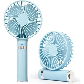 Resim S2 Taşınabilir Katlanabilir El Electric Fan, 3 Hızlı Kontrol ve Gece Işığı (Gökyüzü Mavisi) (Yurt Dışından) 