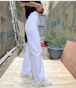 Resim Kadın Beyaz Palazzo Kot Pantolon Jeans Beyaz 