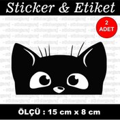 Resim auto Kedi Göz Kılozet Kapak Buzdolabı Sticker - Araba Motosiklet Kask Cam Laptop Uyumlu Etiket 