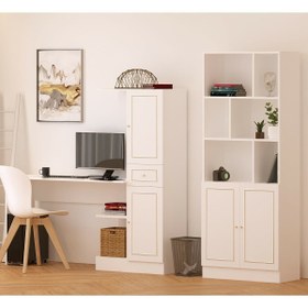 Resim Rabi Gold Country Çalışma Masası Kitaplık Takımı 