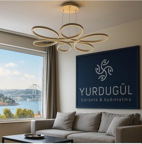 Resim Papatya Model Gold Kasa 3 Renk Işıklı Salon Avizesi Şıklığın Yeni Adı Diğer 