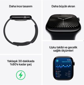 Resim Apple Watch Series 10 GPS 46 MM Alüminyum Kasa Spor Kordon M/L Akıllı Saat (Apple Türkiye Garantili) 