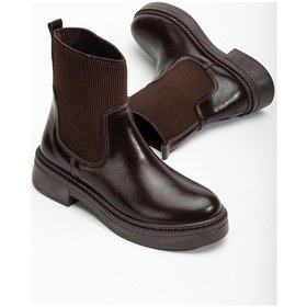 Resim Kadın Kalın Taban Kahverengi Elastik Yan Bantlı Günlük Bot Resimdeki Renk 