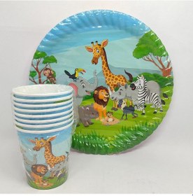 Resim Safari Temalı Karton Tabak Ve Bardak Seti 8+8 Adet Tüm Yaşlar 