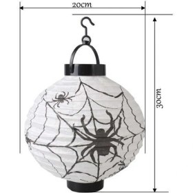 Resim Halloween Cadılar Bayramı Japon Feneri Pilli 20 Cm Beyaz Örümcek Desenli Korku Aksesuarı Diğer 