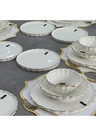 Resim Royking Twist Gold 24 Parça Yemek Takımı Hrn 017 Beyaz- Altın 