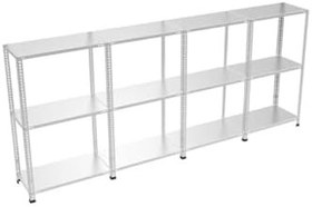 Resim Rafburada 3 Katlı 4'Lü Bitişik 43X372-100 Cm Galvaniz Çelik Raf. Depo, Dosya, Arşiv Rafı -0.70 Mm 