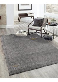 Resim Saraz Halı Dizayn Şönil Dokuma Kayma Yapmaz Makinede Yıkanabilir Leke Tutmaz Kesme Bohem Kilim Gri Gri 