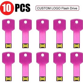 Resim 10 Adet/grup Kişiselleştirilmiş Logo Usb 2.0 Anahtar Şekli Metal Bellek U Sopa Pink 2.0 128m Diğer 