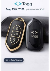 Resim Togg T10x T10f Anahtar Kılıfı Aksesuar Siyah-gold 