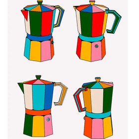 Resim Renkli Moka Potları - Art Print - 50x70 cm 