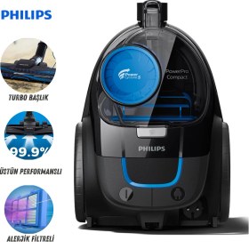 Resim Philips Turbo Başlıklı Kompakt Tasarım ve Mükemmel Performans Powercyclone, 3 Farklı Temizlik Işlemi, Triactive Başlıklı Toz Torbasız Elektrikli Süpürge | Onerous Mutfak Tartısı 