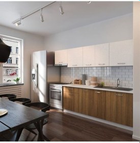 Resim Tdesigno Oya Hazır Mutfak Dolabı 260 Cm - Tezgah Dahil - Ceviz Beyaz Ceviz 