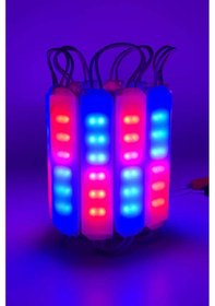 Resim 12 Volt 12 Ledli 3 Watt Kırmızı-Mavi Animasyonlu Çakar Modül Led 5 Adet 