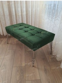 Resim Modern Dilim Puf Ayakucu Puf Gümüş Metal Ayak 100 45 Yeşil 