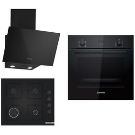 Resim Bosch HBF512BB1T - POP6C6P30O - DWK63PJ60T Siyah Ankastre Set 