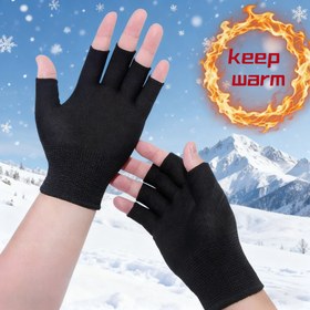 Resim 12/6/2 adet - Siyah Yarım Parmak Elastik Kışlık Sıcak Eldiven - Açık Hava Sporları, Kayak, Sürüş için Uygun - Ayarlanabilir Bilek Kayışı Tasarımlı Unisex Dört Mevsim Aktivite Ekipmanı, Rahat ve Yumuşak, Spor ve Boş Zaman için Çift Amaçlı 