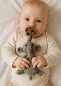 Resim Wellgro Cuddly Amigurumi Fil Emzik Askılı Uyku Arkadaşım-gri 