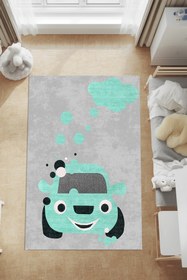 Resim Kessy Home Studio Şirin Araba Desenli Eğlenceli Oyun Halısı Yıkanabilir Kaymaz Taban Çocuk Odası Halısı 2 