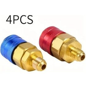 Resim Dashanshop 4 Parça R134a Hızlı Konnektör Seti Bakır Hvac Klima Manifold Bağlantı Aparatı 