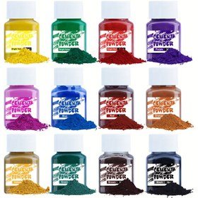 Resim 12 renk alçı pigmenti, renkli pigment tozu -30ml/1.01oz - beton pigmenti, çimento pigmenti, reçine epoksi boyası, alçı boyama maddesi, alçı, macun, çimento macunu, kireç 