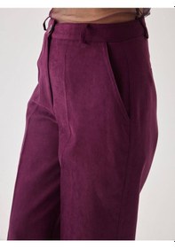 Resim Süet Bordo Bol Paça Pantolon 001 