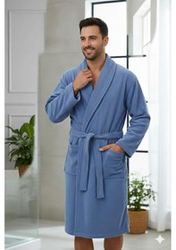 Resim Özdilek Helezon Aile Bornoz Seti İndigo-krem Renkli 