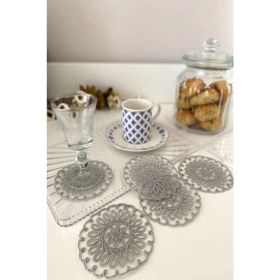 Resim Emtory Home Lagos Model | 6 Adet Fincan Yanı Sunum Peçetesi - Gri Kokteyl Peçetesi 