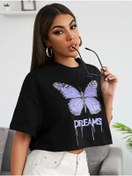 Resim mercoledi Crop Kelebek Baskılı 