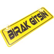 Resim Blingston Bırak Gitsin Yazılı Sarı Dekor Plaka Vantuzlu Cam Süsü 22x7.5cm 